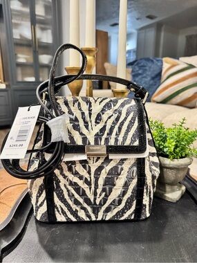 Zebra-Print Crossbody Bag - Black & White - Brahmin